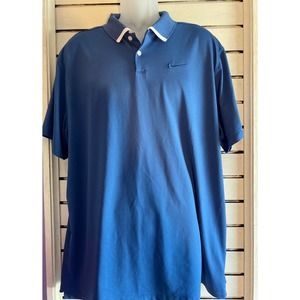 Nike Dri-Fit Mens polo golf shirt size XL blue w blue Nike swoosh short sleeve